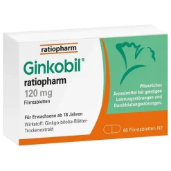 Ginkobil ratiopharm 120mg mit Ginkgo biloba, 60 St> Ginkgo|Durchblutungs Tabletten