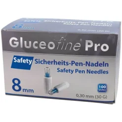 Gluceofine® Pro Safety Sicherheits-Pen-Nadeln 30 G 0,3x8 mm, 100 St