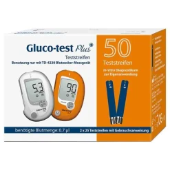 Gluco Test Gluco-test Plus Teststreifen, 50 St> Blutzuckertests|Teststreifen