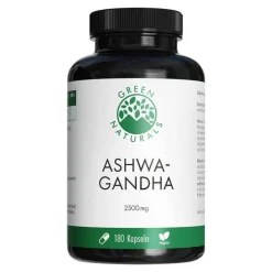 Green Naturals Ashwagandha 2500mg hochdosiert vegane Kapseln , 180 St> Ashwagandha