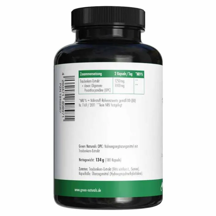 Green Naturals OPC 1000mg aus Traubenkern-Extr.Kps, 180 St