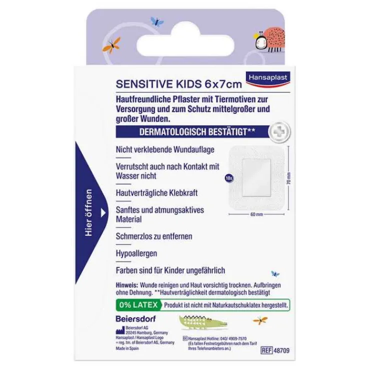 Hansaplast Kids Pflasterstrips sensitive 6x7 cm, 10 St