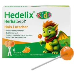 Dr. Theiss Hedelix Herbalsept Hals Lutscher Kids, 6 St> Halsschmerztabletten