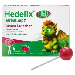 Dr. Theiss Hedelix Herbalsept Husten Lutscher Kids, 6 St>Kinder Hustenstiller Kinder|Hustensaft Kinder