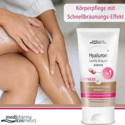 Medipharma Cosmetics Hyaluron Sanfte Bräune Express Körper Creme, 150 ml> Selbstbräuner
