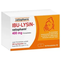 Ratiopharm IBU LYSIN 400 mg - mit Ibuprofen, 50 St> Zahnschmerztabletten|Regelschmerzen Tabletten