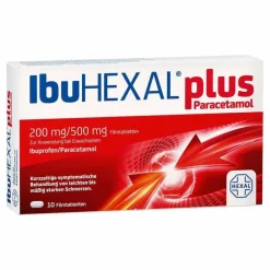 IbuHEXAL plus Paracetamol 200 mg/500 mg Filmtabletten, 10 St