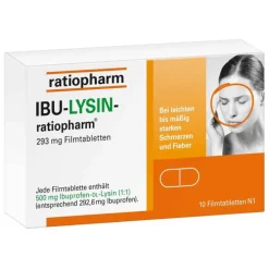 Ratiopharm IBU-LYSIN-® 293 mg Filmtabletten, 10 St> Zahnschmerztabletten|Migräne Tabletten