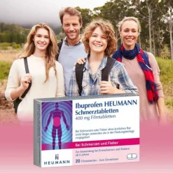 Heumann Ibuprofen Schmerztabletten 400 mg, 20 St> Zahnschmerztabletten|Regelschmerzen Tabletten
