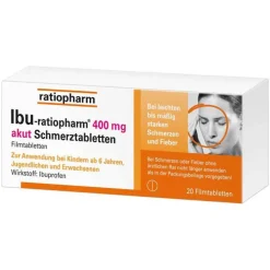 Ratiopharm IBU-® 400 mg akut Schmerztabletten, 20 St> Zahnschmerztabletten|Regelschmerzen Tabletten