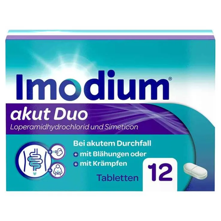 Imodium akut Duo - bei akutem Durchfall mit Blähungen, 12 St