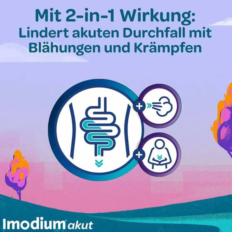 Imodium akut Duo - bei akutem Durchfall mit Blähungen, 12 St