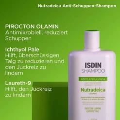 ISDIN Nutradeica Shampoo gegen Schuppen und fettiges Haar, 200 ml