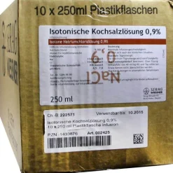 Kochsalzlösung 0,9% Plastikflaschen, 10X250 ml