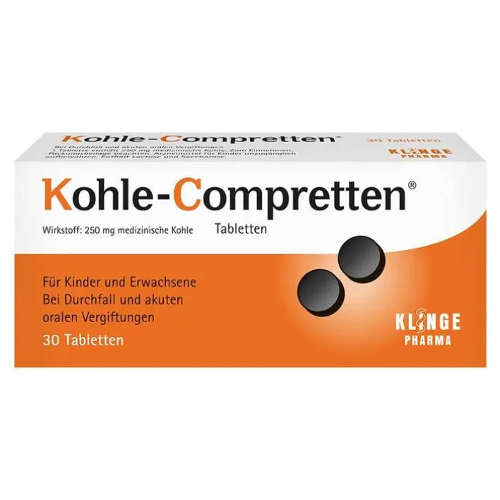 Kohle-Compretten Tabletten, 30 St>Kinder Mittel Gegen Durchfall & Erbrechen|Für Unterwegs
