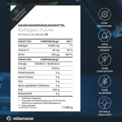 Kollagen Pulver + Biotin + Vitamin C, 480 g><noscript><img width=