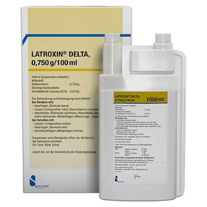 Latroxin Delta Suspension zum Übergießen für Rinder und Schafe, 1 l> Rinder