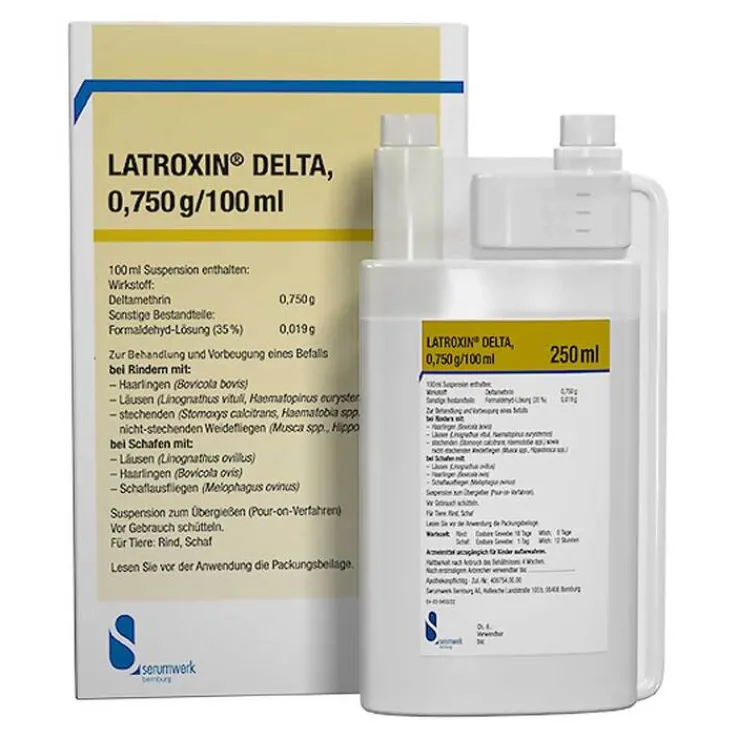 Latroxin Delta Suspension zum Übergießen für Rinder und Schafe, 250 ml