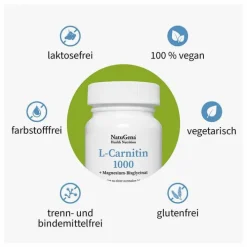 Natugena L-Carnitin 1000 Carnipure + Magnesium vegan Kapseln, 120 St> L-Carnitin|Carnitin