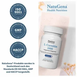Natugena L-Carnitin 1000 Carnipure + Magnesium vegan Kapseln, 120 St><noscript><img width=