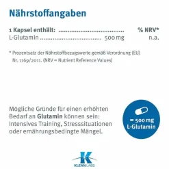 L-Glutamin 500 mg Kapseln, 60 St