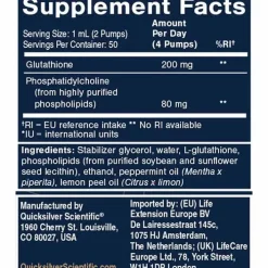 Life Extension Europe Liposomal Glutathion 200 mg Zitrone-Minze Fle, 50 ml><noscript><img width=