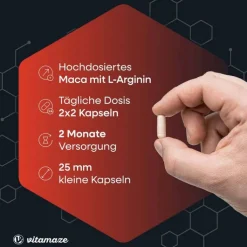 Maca 4:1 hochdosiert + L-Arginin Kapseln, 240 St