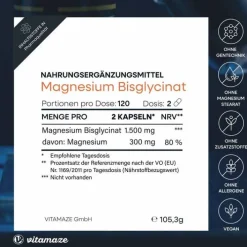 Vitamaze Magnesium Bisglycinat 750 mg vegan Kapseln, 120 St><noscript><img width=