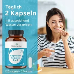 Magnesium Komplex 4in1 hochdosiert vegan Kapseln, 120 St><noscript><img width=