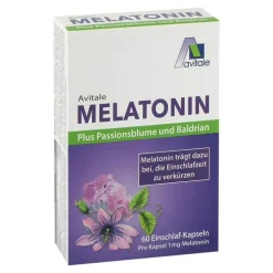 Avitale Melatonin + Passionsblume + Baldrian Kapseln, 60 St> Melatonin Tabletten