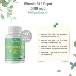 Methylcobalamin Vit.B12 Depot 5000 µg vegan Lut., 120 St