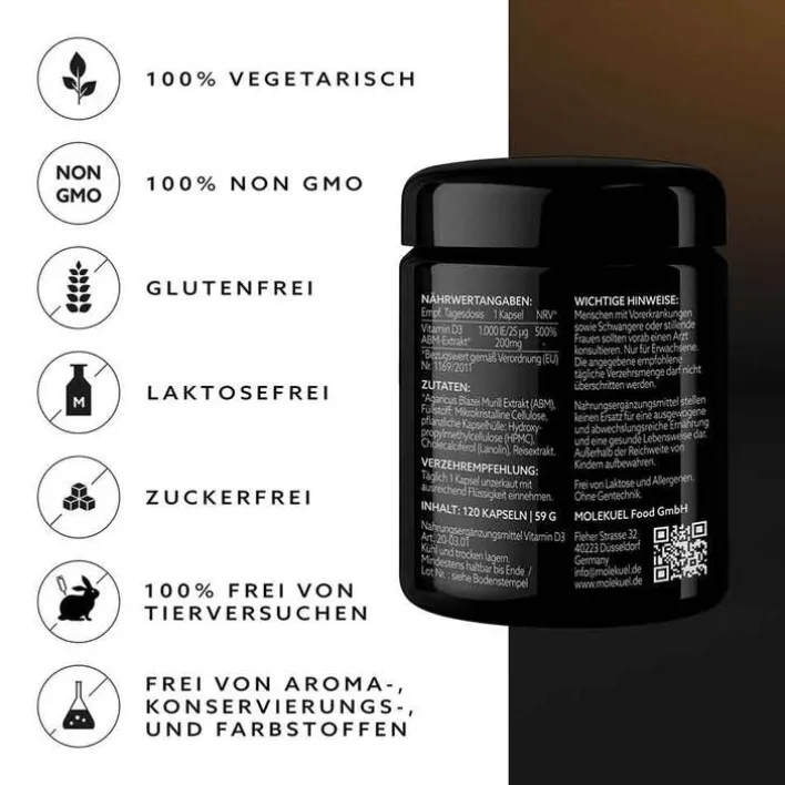 Molekuel Premium Vitamin D3-Formel, 120 St> Vitamin D (Colecalciferol)