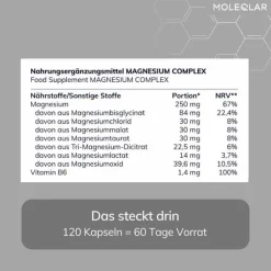 Moleqlar Longevity Qnesium Magnesium Complex Kapseln , 120 St