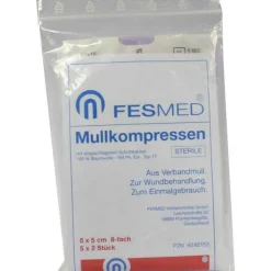 Fesmed Mullkompressen ES 5x5 cm steril 8-fach, 5X2 St> Sterile Kompressen