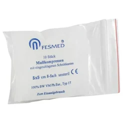 Fesmed Mullkompressen ES 5x5 cm unsteril 8-fach, 10 St> Sterile Kompressen