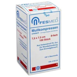 Mullkompressen ES 7,5x7,5 cm unsteril 8-fach, 100 St