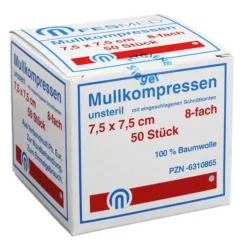 Mullkompressen ES 7,5x7,5 cm unsteril 8-fach, 50 St