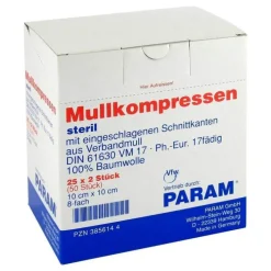 Param Mullkompressen 10x10 cm 8-fach steril, 25X2 St> Sterile Kompressen
