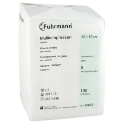Mullkompressen 10x10 cm unsteril 8-fach, 100 St