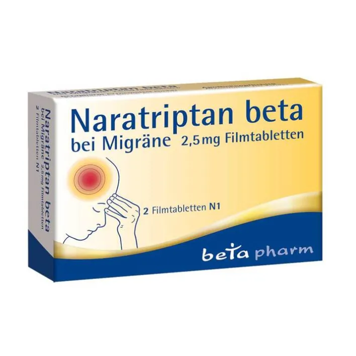 Beta Naratriptan bei Migräne 2,5 mg Filmtabletten, 2 St> Migräne Tabletten