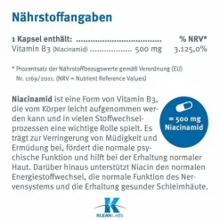 Klean Labs Niacinamid B3 500 mg Kapseln, 100 St><noscript><img width=