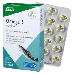Salus Omega-3 Kompakt aus reinem Alaska-Seelachsöl , 30 St> Omega 3 Kapseln|Augenvitamine