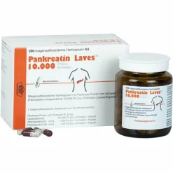 Laves Pankreatin 10.000 Ph.Eur.-Einh.magensaftresistent Hartkapseln , 200 St> Verdauung