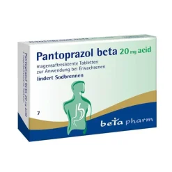 Beta Pantoprazol 20 mg acid magensaftresistent Tabletten, 7 St> Pantoprazol
