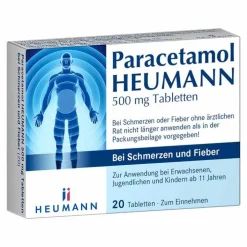 Heumann Paracetamol 500 mg Tabletten bei Schmerzen und Fieber, 20 St> Zahnschmerztabletten|Regelschmerzen Tabletten