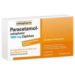 Ratiopharm Paracetamol 1000 mg Erwachsene -Suppositorien, 10 St> Paracetamol|Kopfschmerztabletten