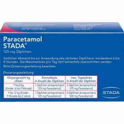 Stada Paracetamol ® 125 mg Zäpfchen, 10 St>Kinder Paracetamol|Fiebermittel Kinder