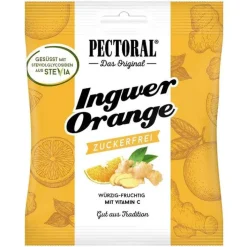 Pectoral Ingwer Orange Bonbons zuckerfrei, 60 g> Husten & Halsbonbons