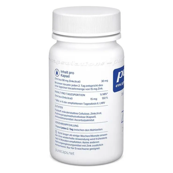 Pure Encapsulations Zink Zinkcitrat Kapseln, 60 St