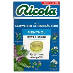 Ricola ohne Zucker Box Menthol extra stark Bonbons, 50 g